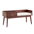 Banc d'entrée capitonné Mid-Century avec 1 tiroir