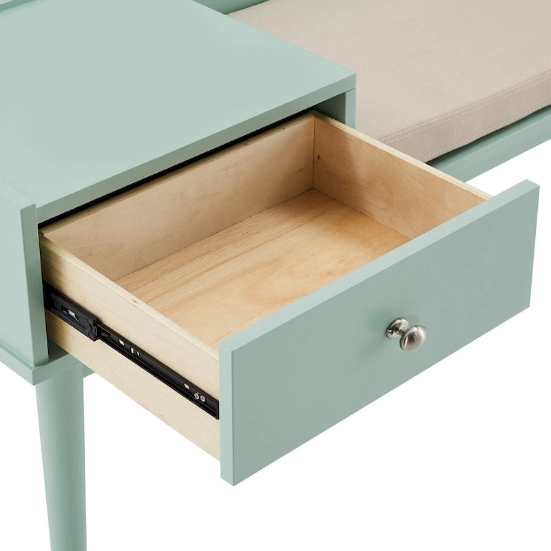 Banc d'entrée capitonné Mid-Century avec 1 tiroir