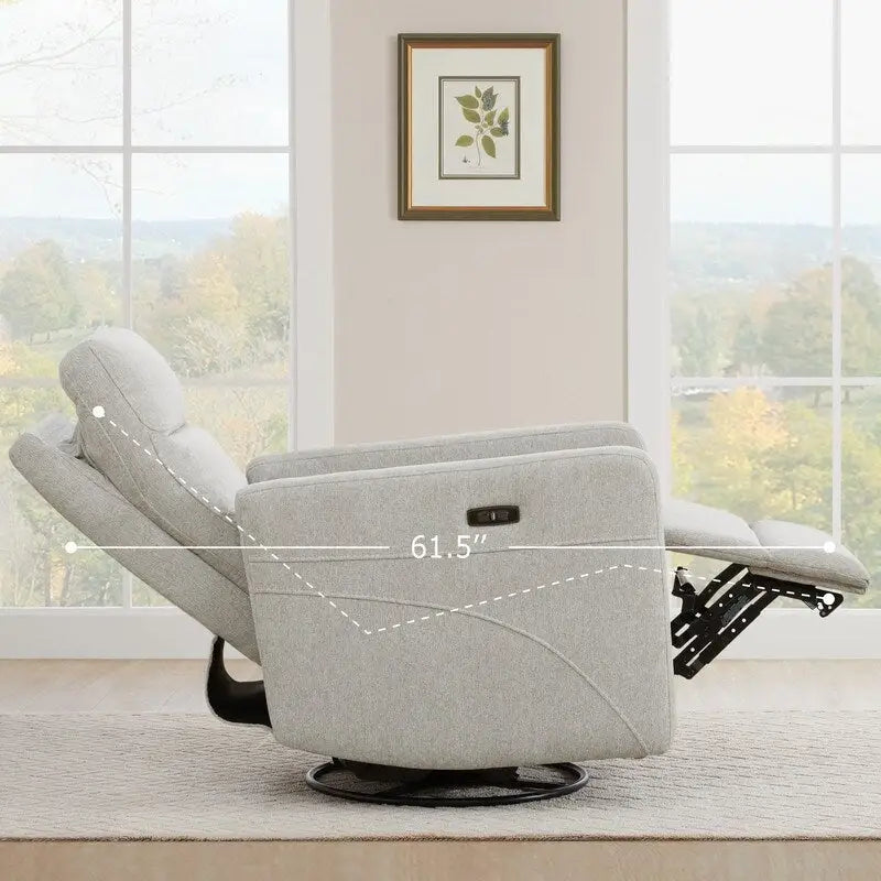 Fauteuil inclinable pivotant motorisé avec appuie-tête et ports de chargement USB