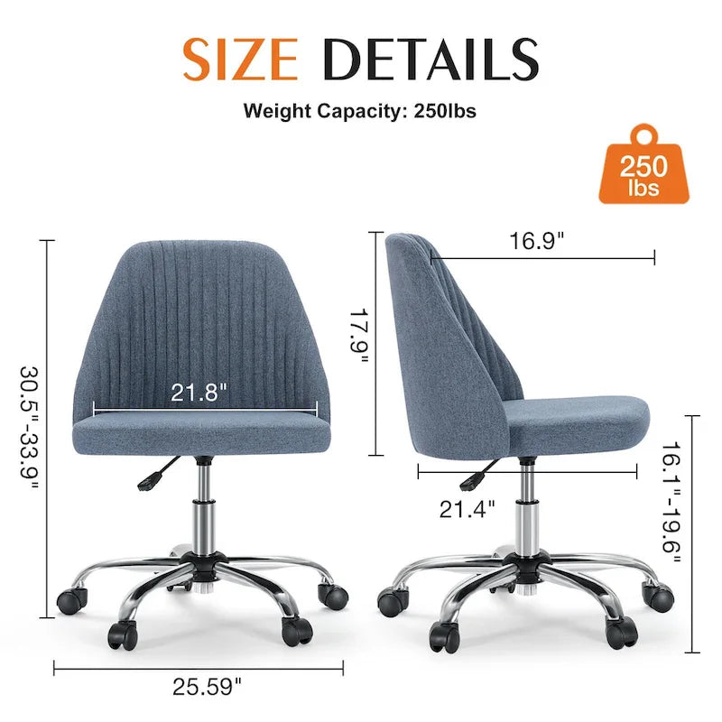 Chaise de bureau pivotante réglable à roulettes