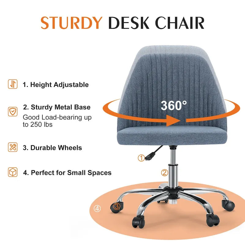 Chaise de bureau pivotante réglable à roulettes
