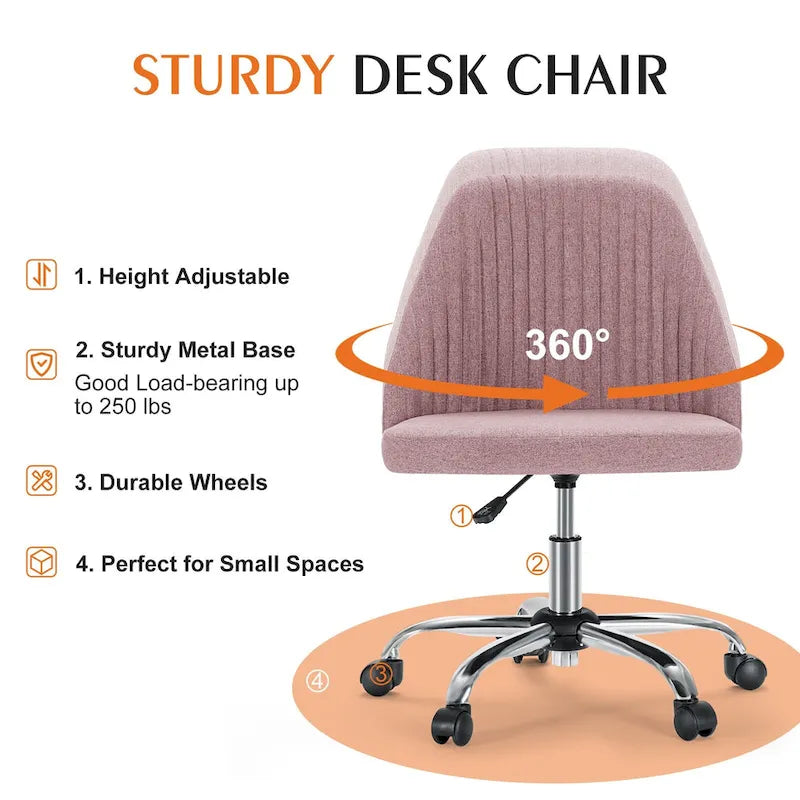 Chaise de bureau pivotante réglable à roulettes