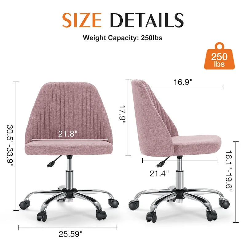 Chaise de bureau pivotante réglable à roulettes