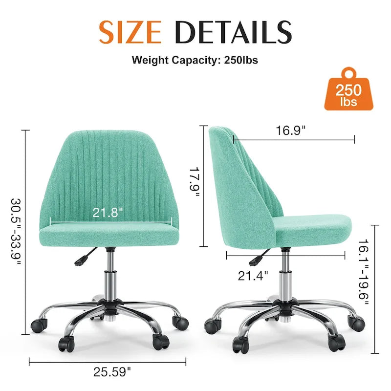 Chaise de bureau pivotante réglable à roulettes
