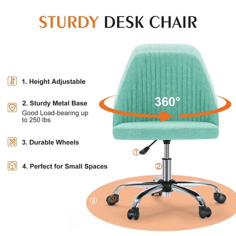 Chaise de bureau pivotante réglable à roulettes