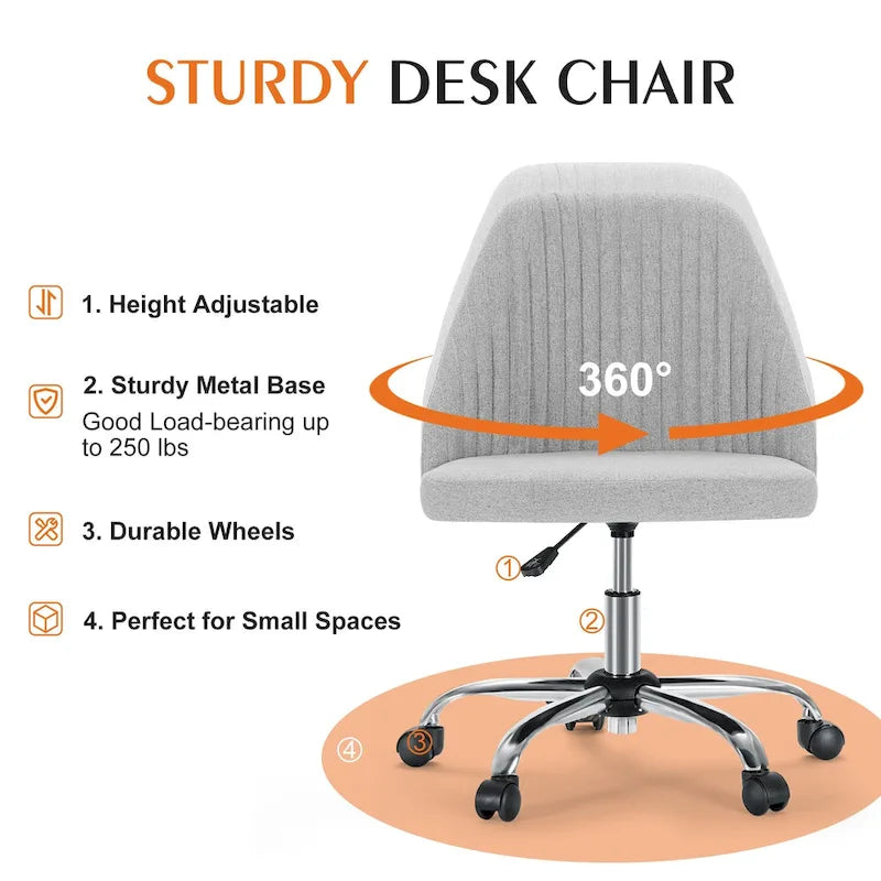 Chaise de bureau pivotante réglable à roulettes