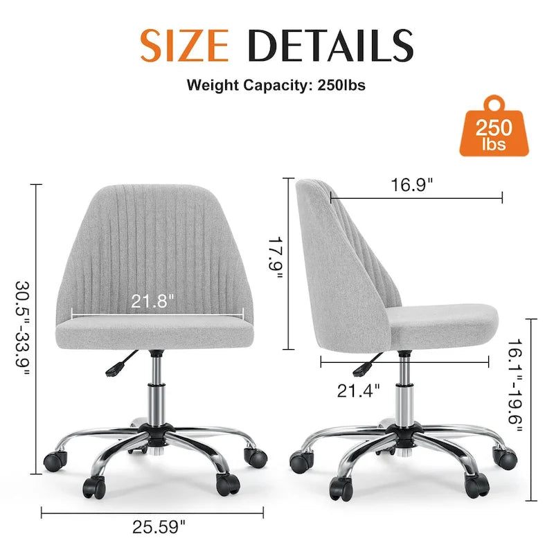 Chaise de bureau pivotante réglable à roulettes