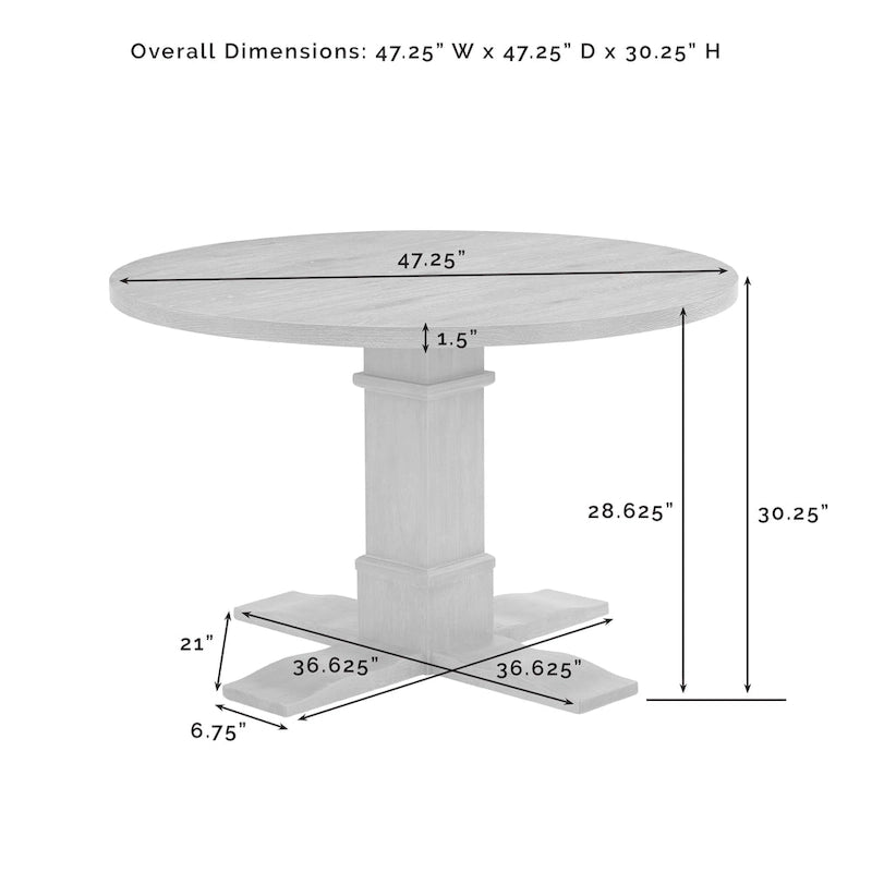 Table à manger de ferme ronde avec pied central - 120 cm de diamètre