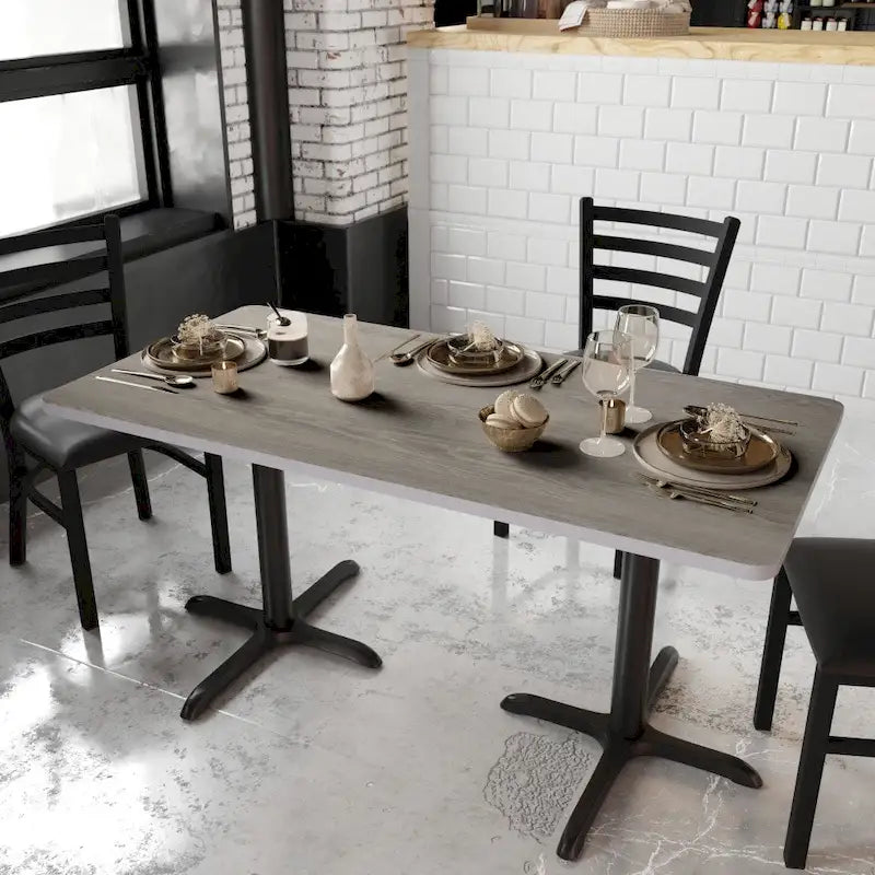 Plateau de table rectangulaire 30 x 60 avec dessus réversible en stratifié