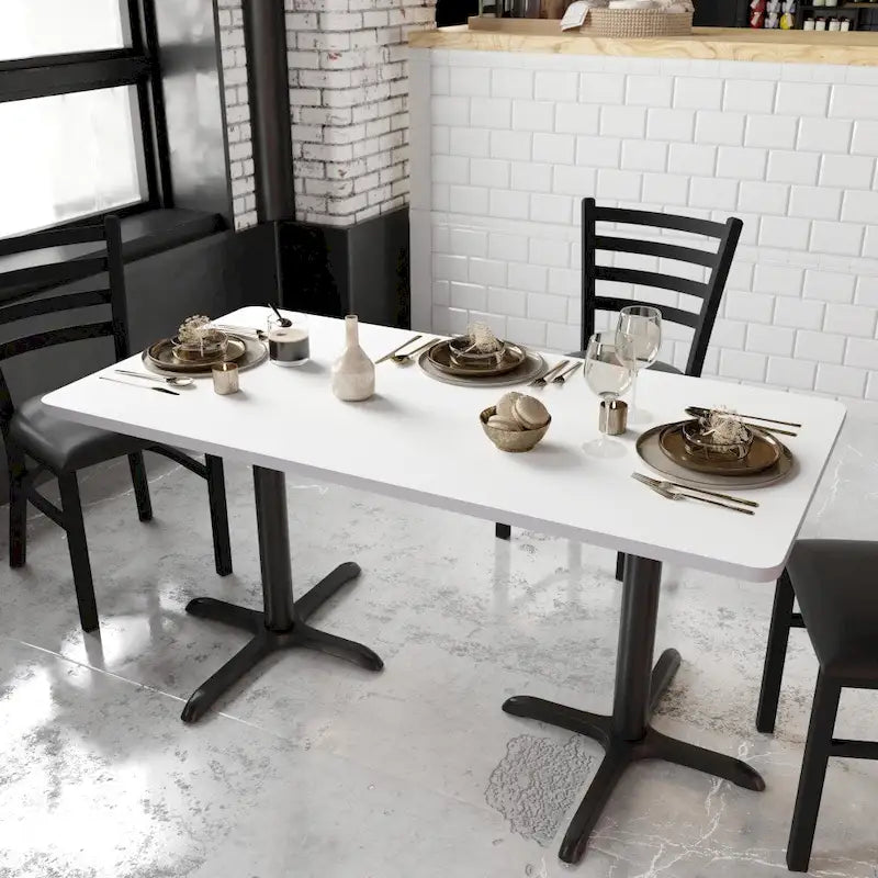 Plateau de table rectangulaire 30 x 60 avec dessus réversible en stratifié