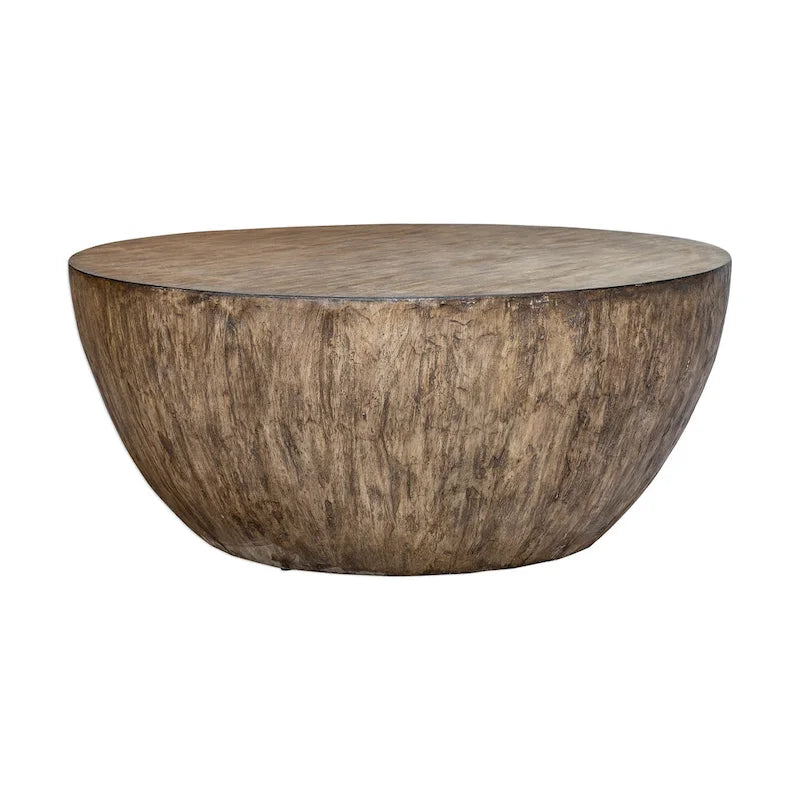 Table basse ronde en noyer vieilli - 42" de diamètre