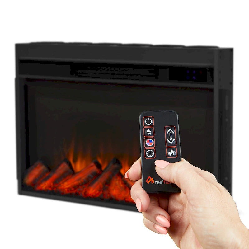Meuble TV électrique de 72 po avec foyer encastré - Chêne foncé