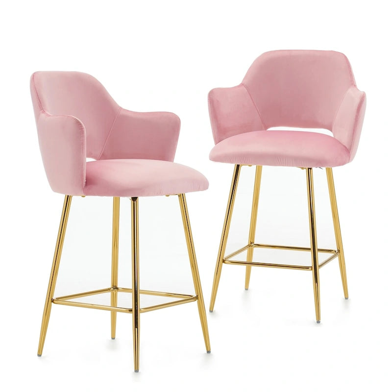 Chaise de salle à manger moderne en velours avec pieds en métal doré