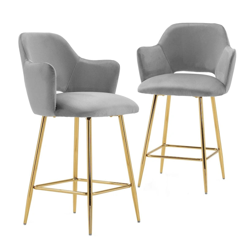 Chaise de salle à manger moderne en velours avec pieds en métal doré