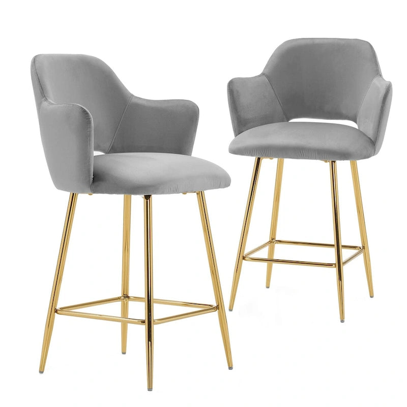 Chaise de salle à manger moderne en velours avec pieds en métal doré