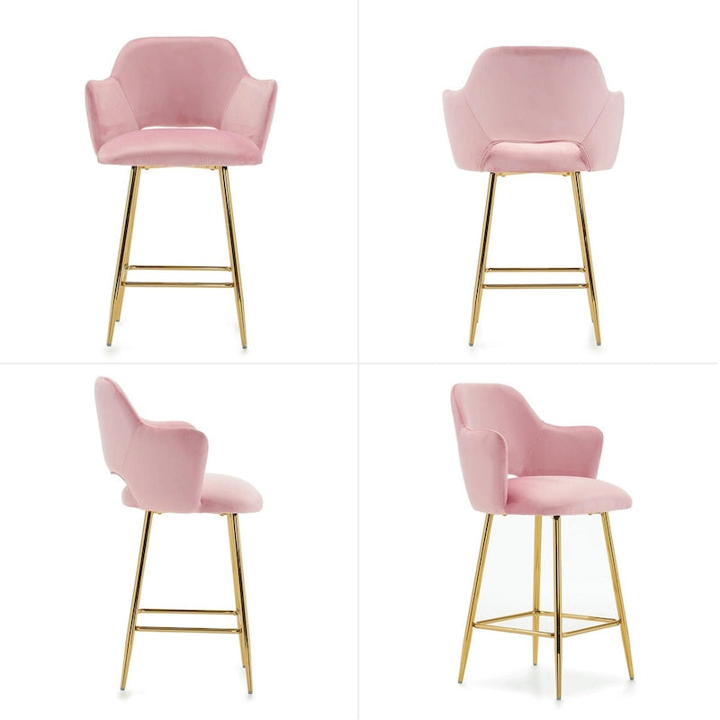 Chaise de salle à manger moderne en velours avec pieds en métal doré