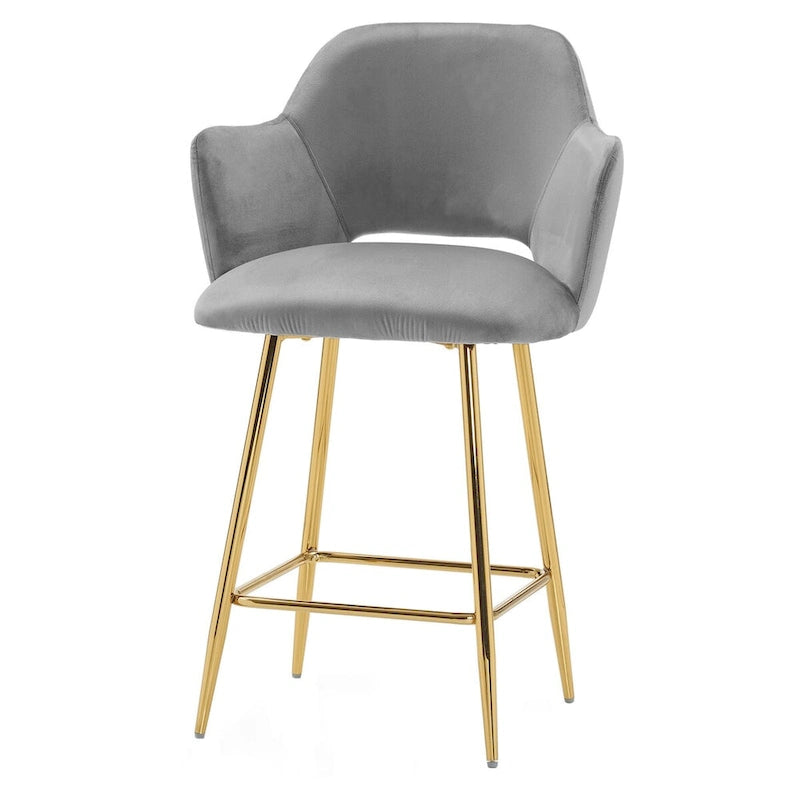 Chaise de salle à manger moderne en velours avec pieds en métal doré