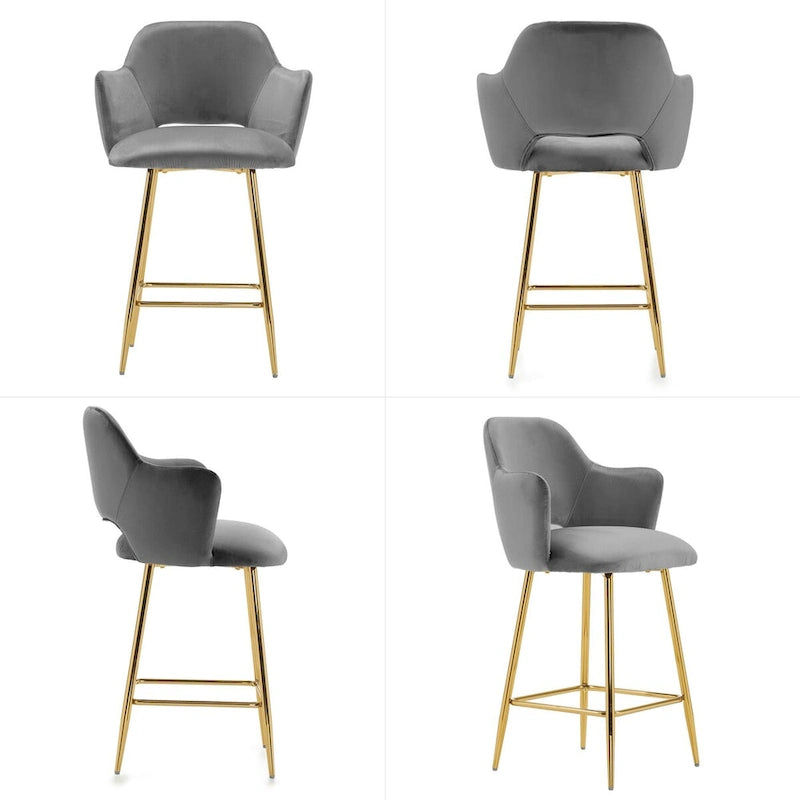 Chaise de salle à manger moderne en velours avec pieds en métal doré