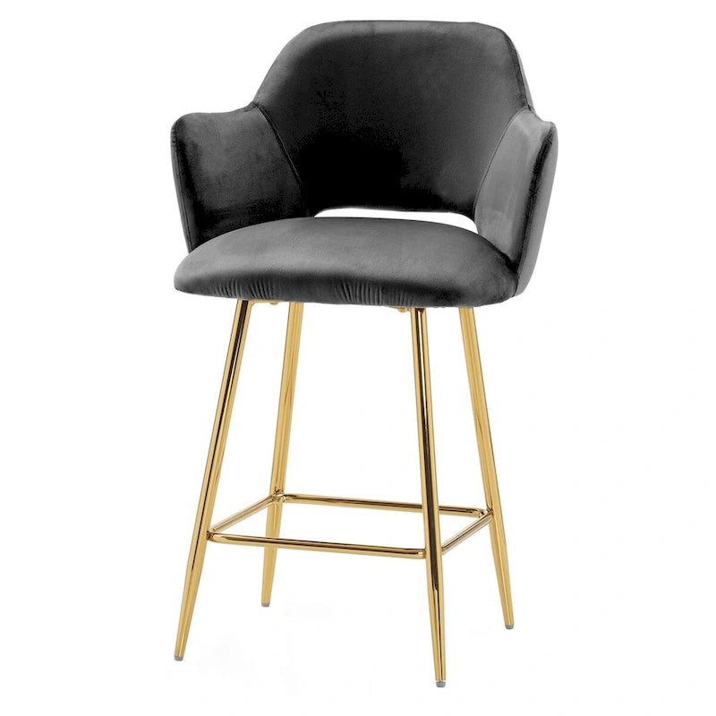 Chaise de salle à manger moderne en velours avec pieds en métal doré