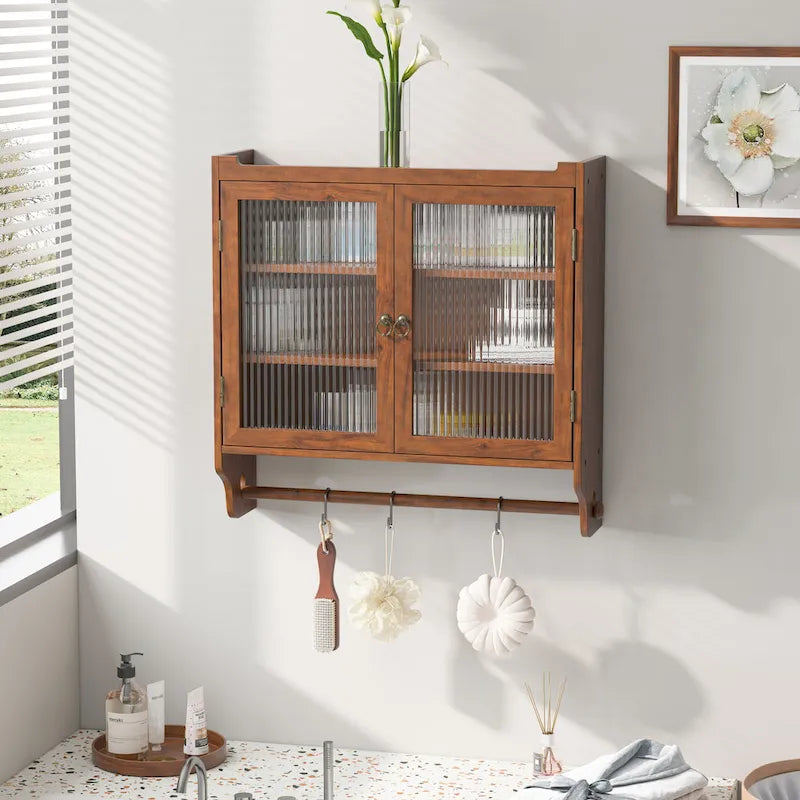 Meuble Haut Vitré à Trois Niveaux de Rangement