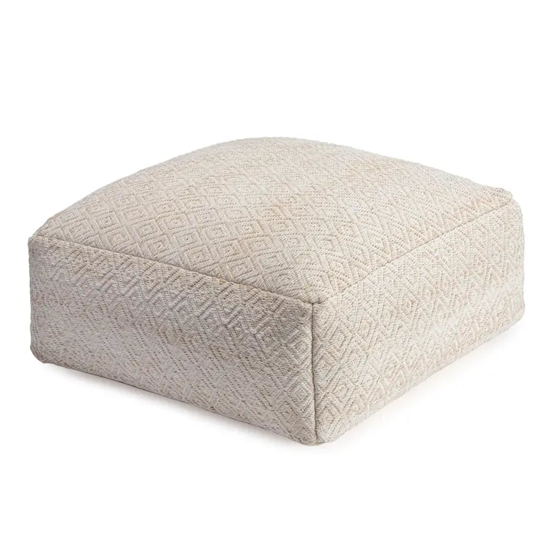 Pouf ottoman carré surdimensionné beige de 86 cm - Repose-pieds élégant pour salon, chambre
