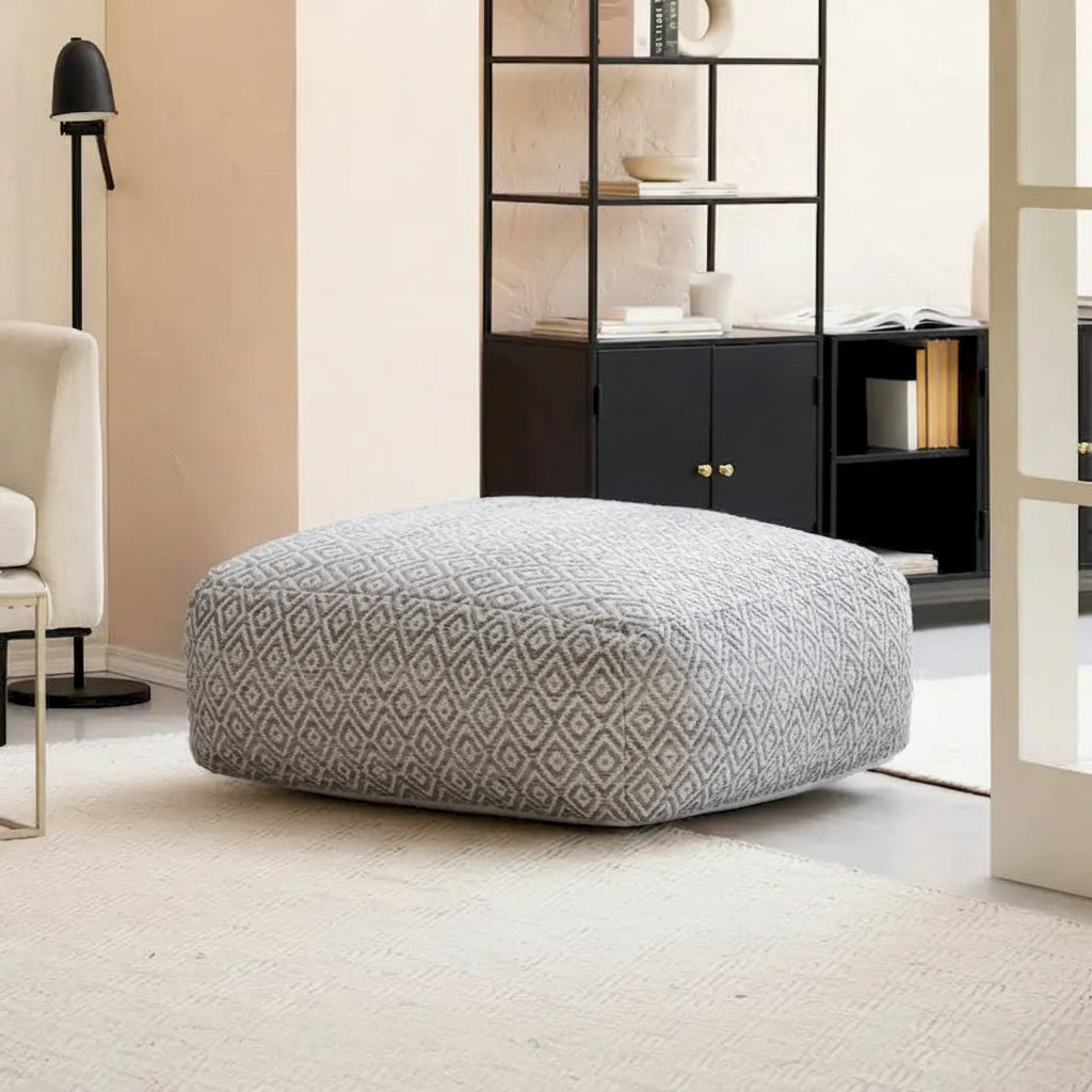 Pouf ottoman carré surdimensionné beige de 86 cm - Repose-pieds élégant pour salon, chambre