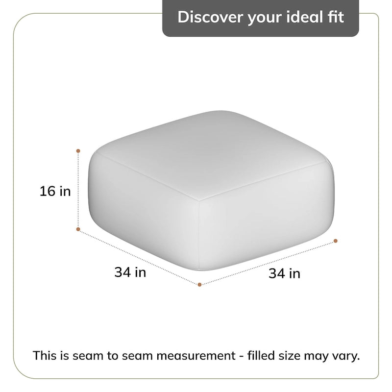 Pouf ottoman carré surdimensionné beige de 86 cm - Repose-pieds élégant pour salon, chambre
