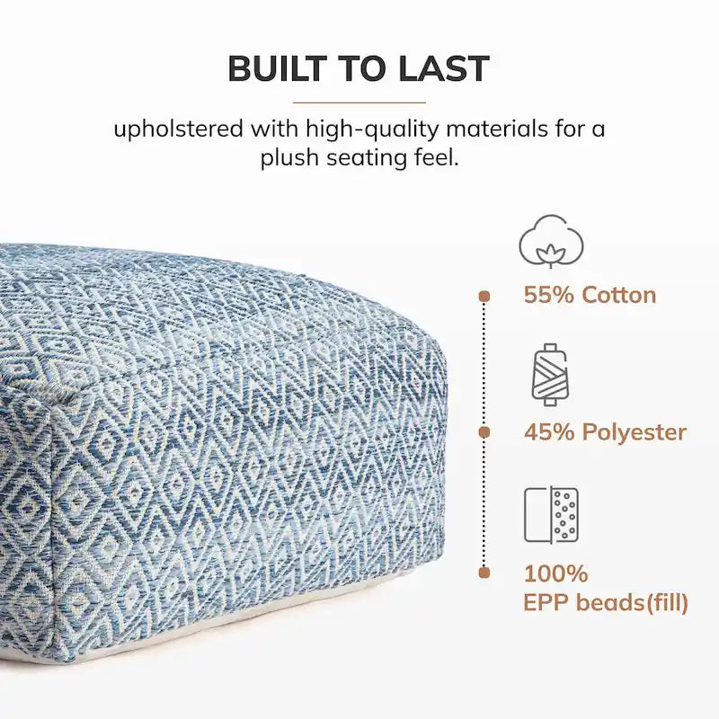 Pouf ottoman carré surdimensionné beige de 86 cm - Repose-pieds élégant pour salon, chambre