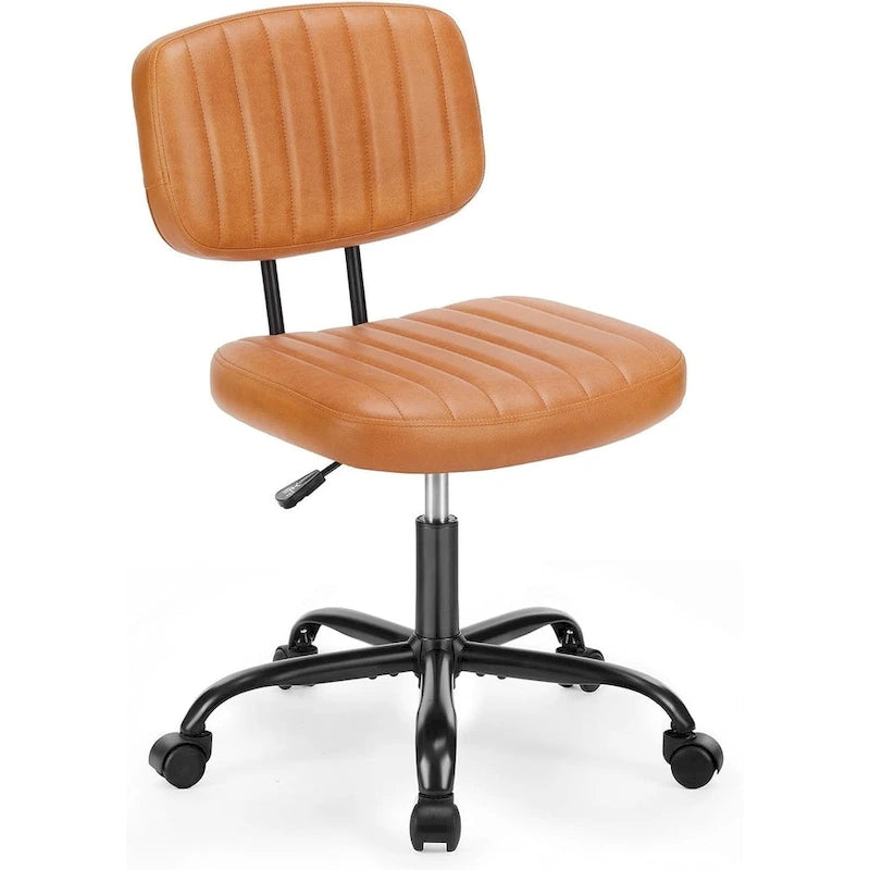 Petite chaise de bureau, Chaise de maquillage pivotante et roulante en cuir PU, mignonne et confortable, sans accoudoirs, pour adulte et étudiant