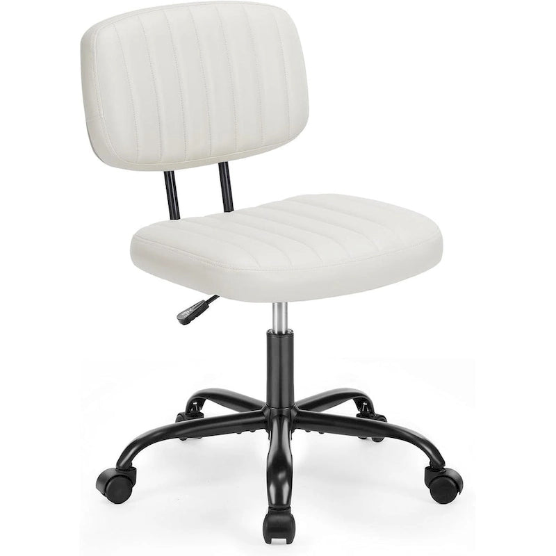 Petite chaise de bureau, Chaise de maquillage pivotante et roulante en cuir PU, mignonne et confortable, sans accoudoirs, pour adulte et étudiant
