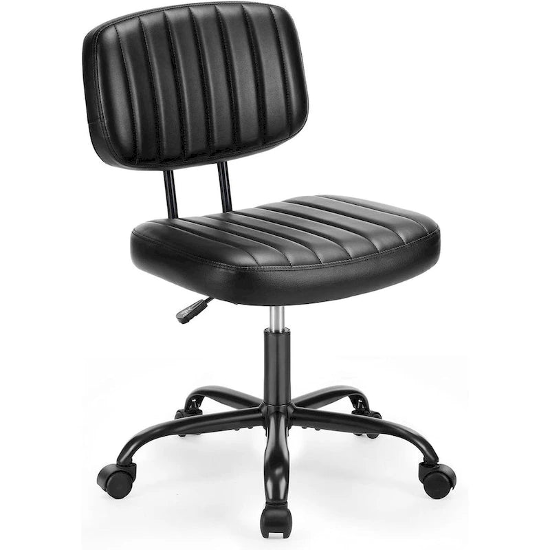 Petite chaise de bureau, Chaise de maquillage pivotante et roulante en cuir PU, mignonne et confortable, sans accoudoirs, pour adulte et étudiant