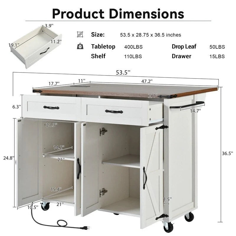 Îlot de cuisine avec prise électrique, îlot de rangement de cuisine avec abattant