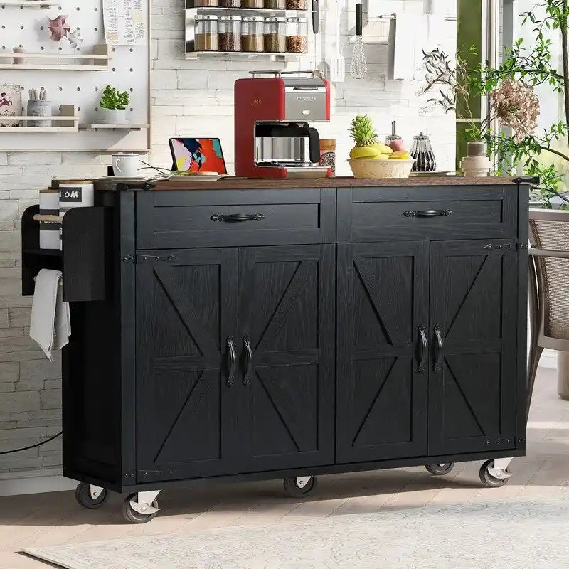 Îlot de cuisine avec prise électrique, îlot de rangement de cuisine avec abattant