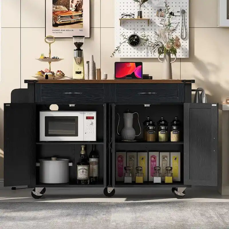 Îlot de cuisine avec prise électrique, îlot de rangement de cuisine avec abattant