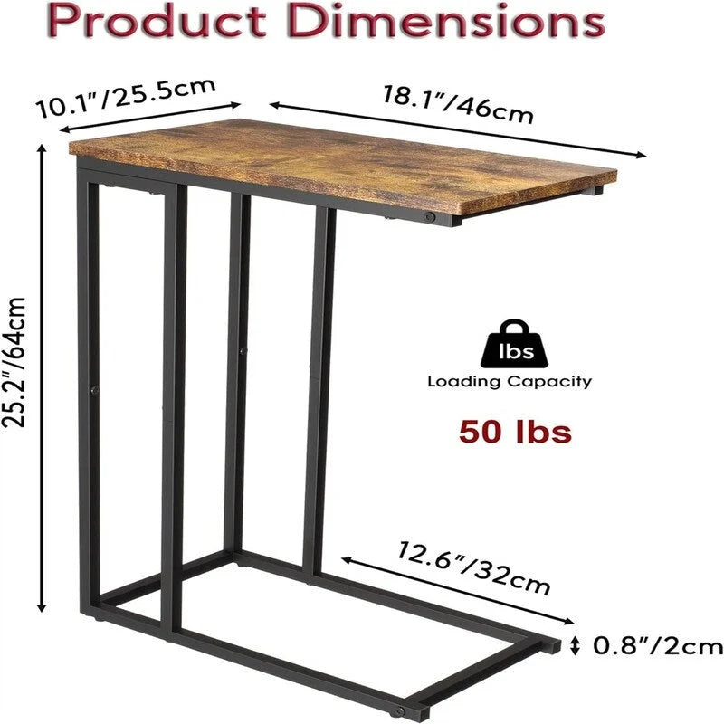 Petite table d'appoint en forme de C - 25,4 P x 46 L x 63,5 H cm