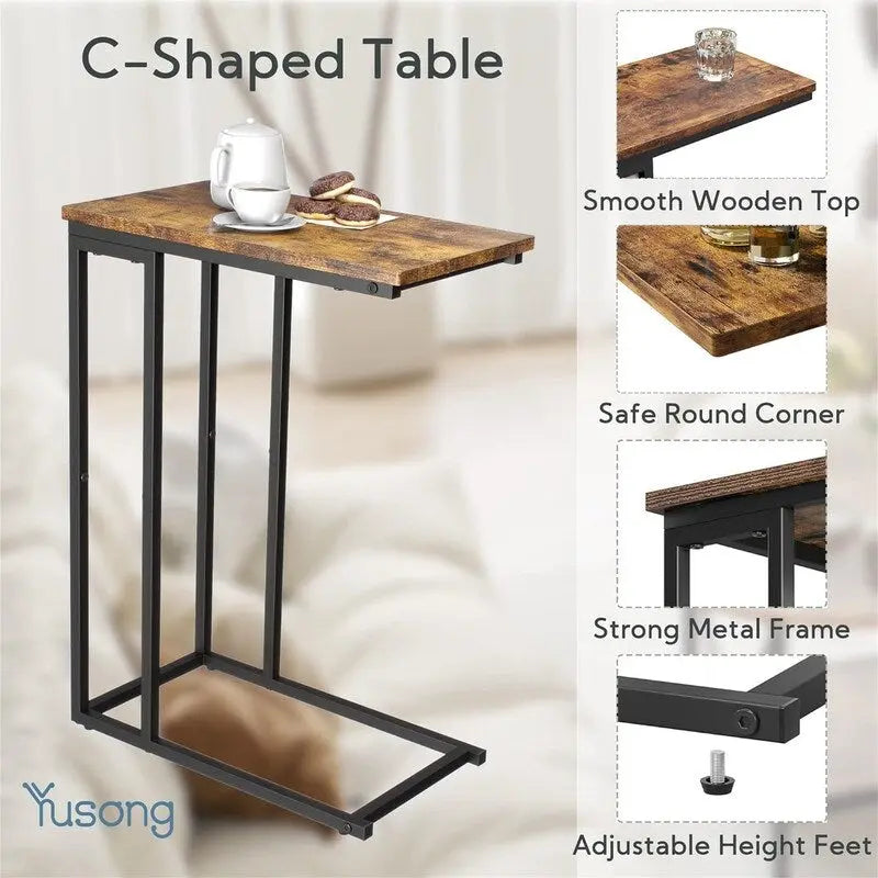 Petite table d'appoint en forme de C - 25,4 P x 46 L x 63,5 H cm