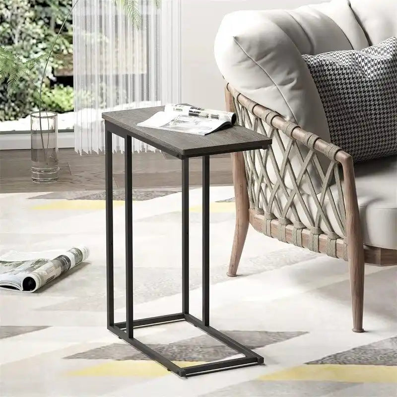 Petite table d'appoint en forme de C - 25,4 P x 46 L x 63,5 H cm