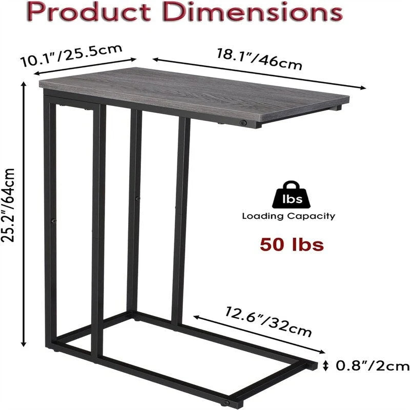 Petite table d'appoint en forme de C - 25,4 P x 46 L x 63,5 H cm