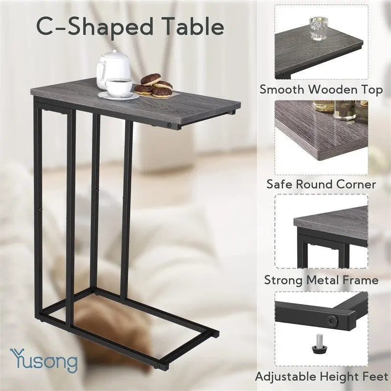 Petite table d'appoint en forme de C - 25,4 P x 46 L x 63,5 H cm