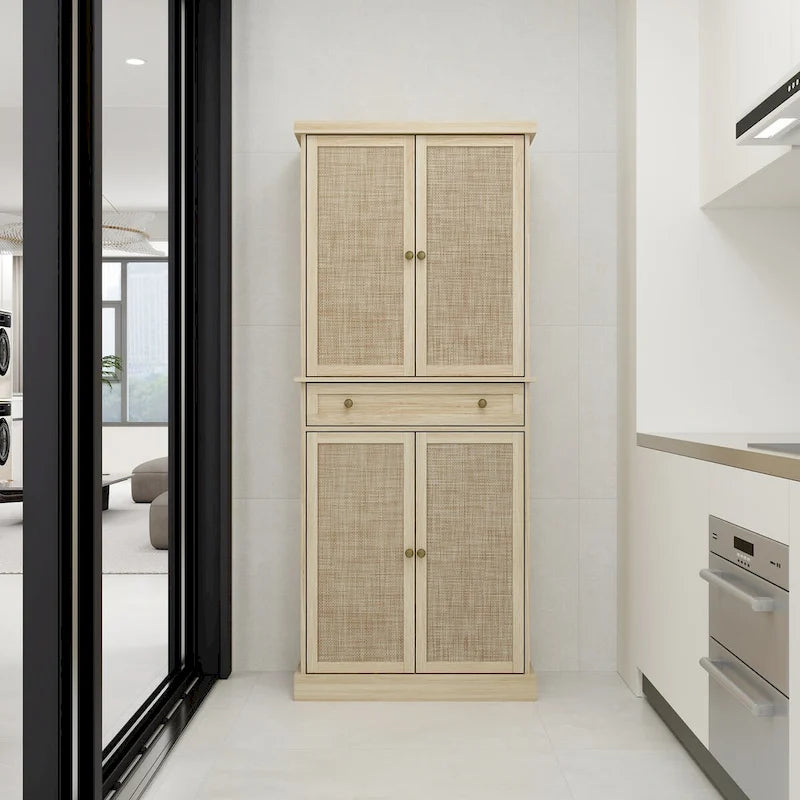 Meuble bas 4 portes 1 tiroir, avec 4 étagères intérieures réglables