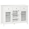 Meuble de Bar à Café avec 3 Tiroirs, Rangement pour 6 Bouteilles de Vin, Porte-Verres, Porte Vitrée, Buffet, Meuble à Vin