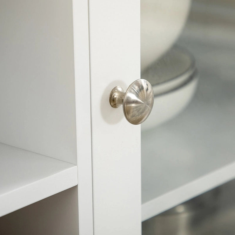 Meuble de Bar à Café avec 3 Tiroirs, Rangement pour 6 Bouteilles de Vin, Porte-Verres, Porte Vitrée, Buffet, Meuble à Vin