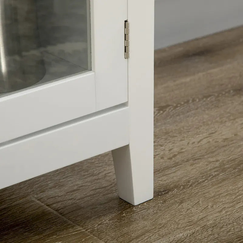 Meuble de Bar à Café avec 3 Tiroirs, Rangement pour 6 Bouteilles de Vin, Porte-Verres, Porte Vitrée, Buffet, Meuble à Vin