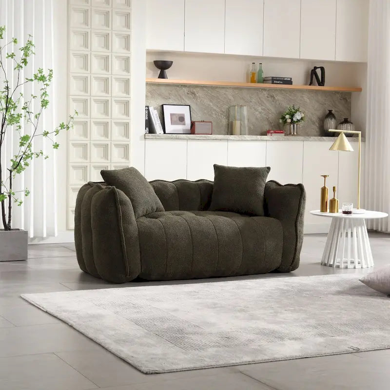 Beanbag Chair With High Resilience Foam Core For Two People. The Comfortable Square Recliner Sofa Is Ideal For Family Members