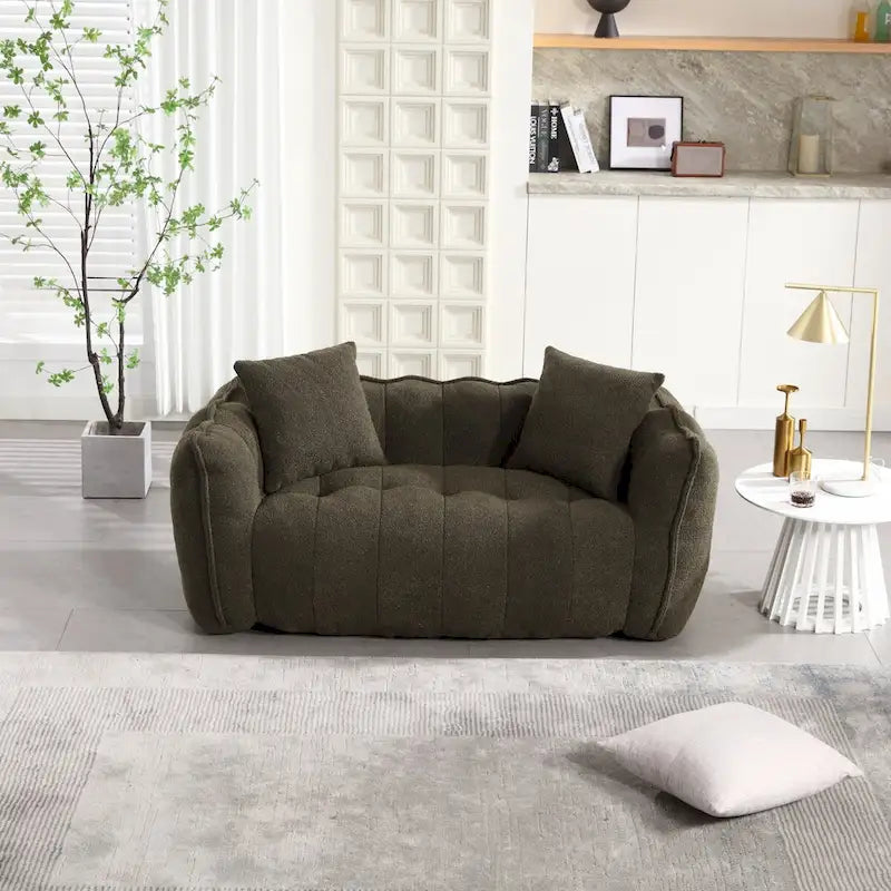 Pouf géant avec noyau en mousse haute résilience pour deux personnes. Ce canapé inclinable carré confortable est idéal pour les membres de la famille.