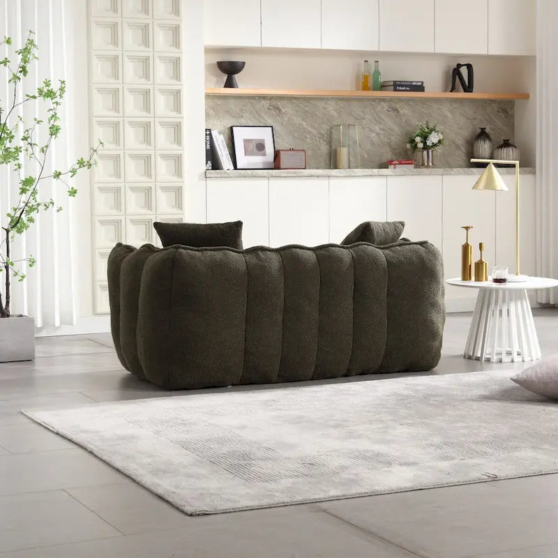 Pouf géant avec noyau en mousse haute résilience pour deux personnes. Ce canapé inclinable carré confortable est idéal pour les membres de la famille.