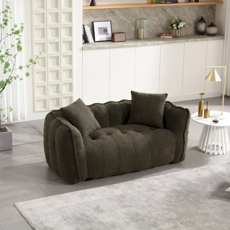 Pouf géant avec noyau en mousse haute résilience pour deux personnes. Ce canapé inclinable carré confortable est idéal pour les membres de la famille.