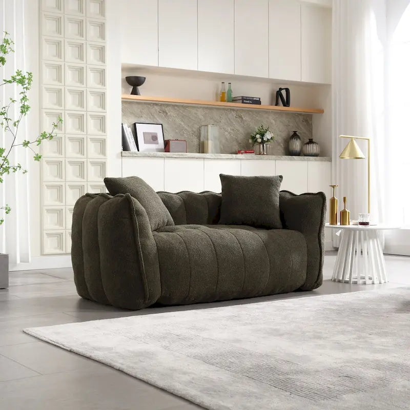Pouf géant avec noyau en mousse haute résilience pour deux personnes. Ce canapé inclinable carré confortable est idéal pour les membres de la famille.