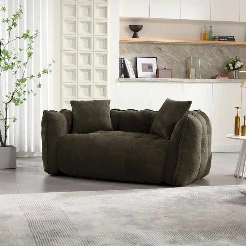 Pouf géant avec noyau en mousse haute résilience pour deux personnes. Ce canapé inclinable carré confortable est idéal pour les membres de la famille.