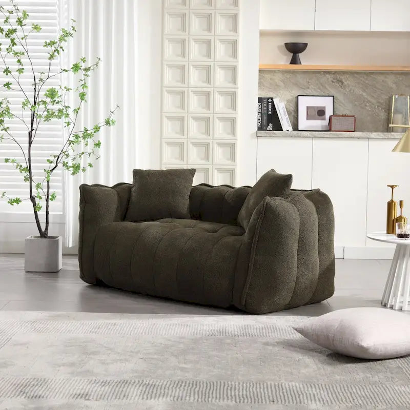 Pouf géant avec noyau en mousse haute résilience pour deux personnes. Ce canapé inclinable carré confortable est idéal pour les membres de la famille.